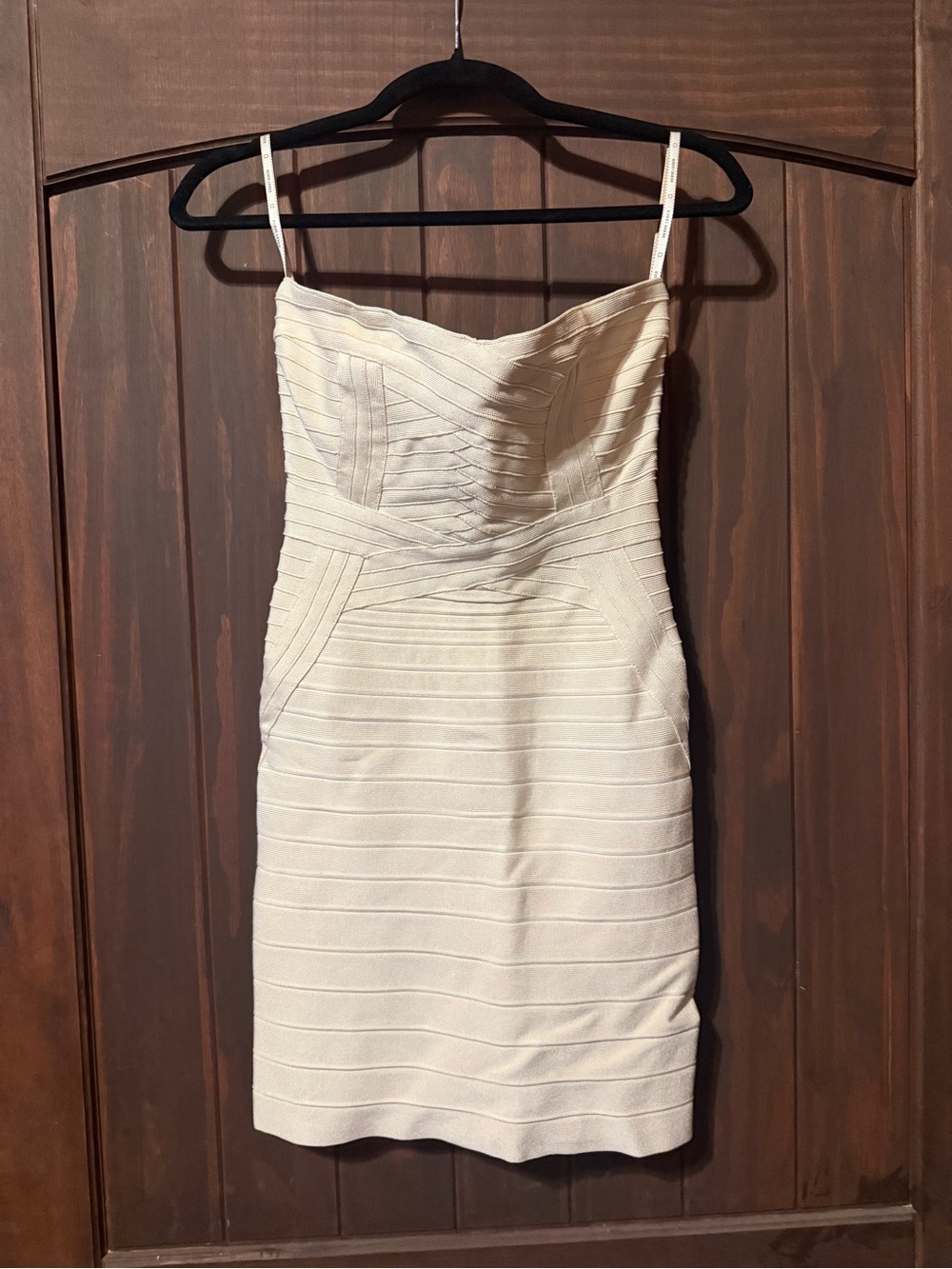 Herve Leger Strapless Bandage Mini Dress in Cream